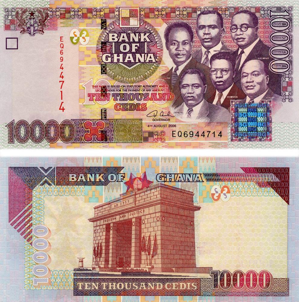 Коллекционная банкнота Гана 10000 седи 2006 UNC P35c (Б12616)