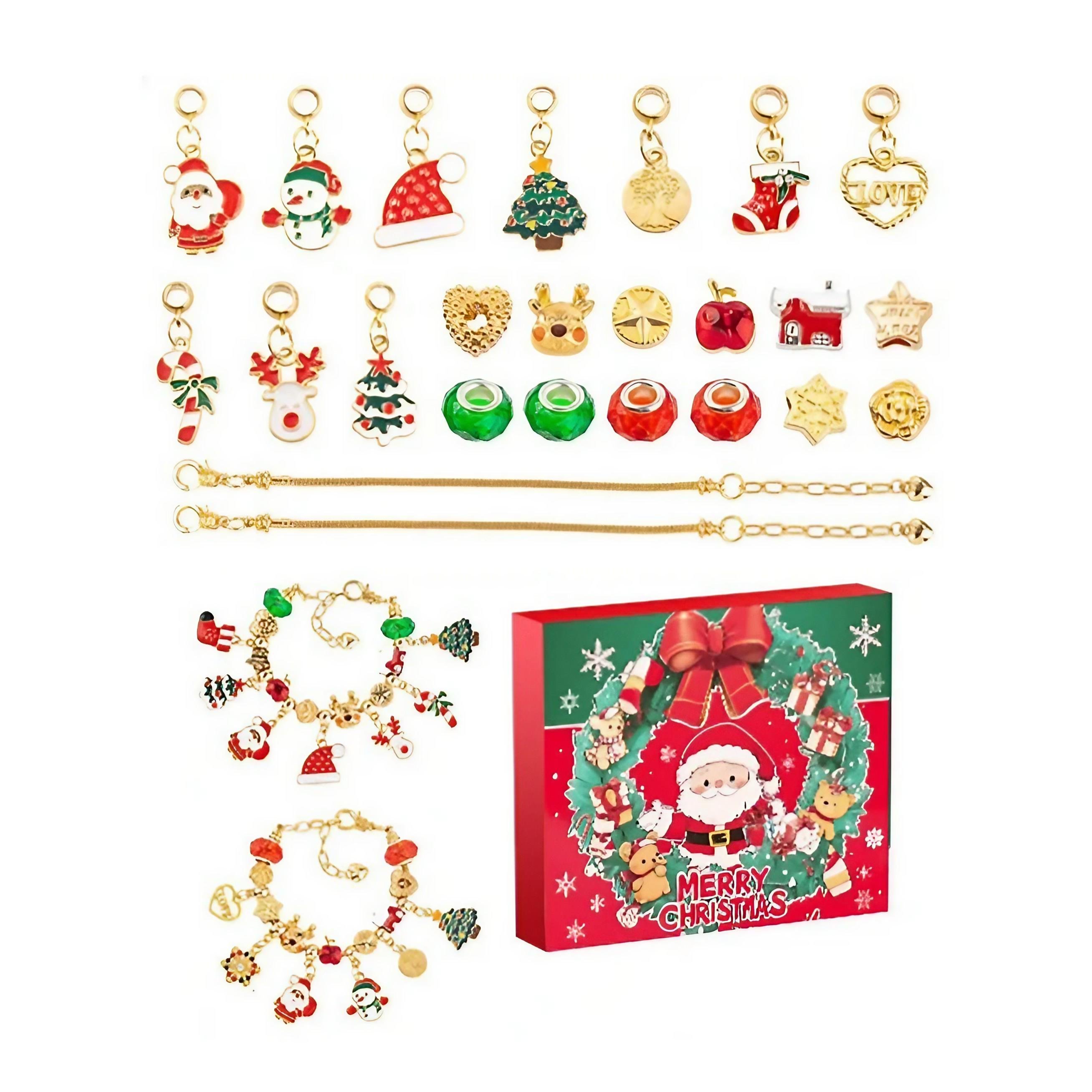 Набор новогодний детский для создания шарм-браслетов и брелков с рождественским адвент-календарем (30464257)