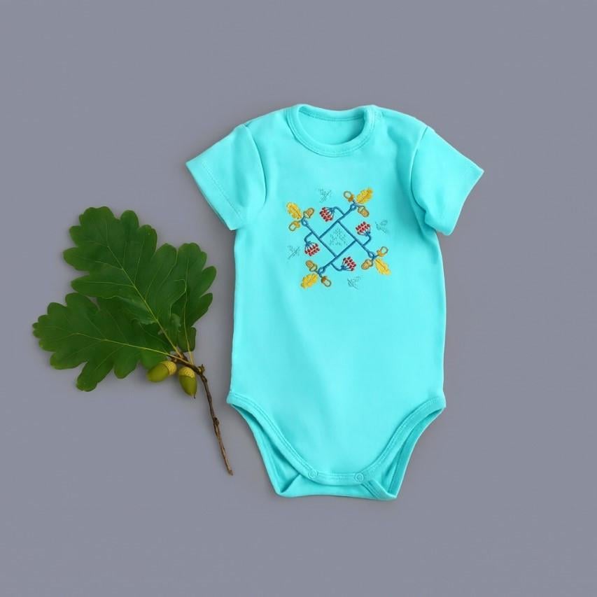 Боди с вышивкой Родословная символика 74 см 6-9 мес Бирюзовый (2134436957)