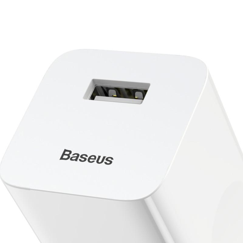 Сетевое зарядное устройство Baseus For Qi Quick Charge 1 USB 2.4A QC 3.0 White - фото 2