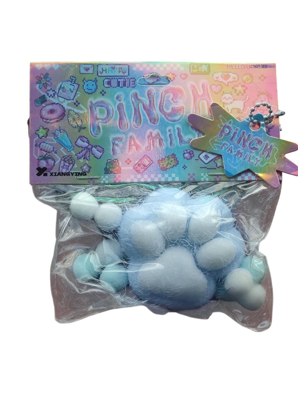 Іграшка антистрес сквіш котяча лапка пухнаста 7х6 см Блакитний/Білий (2796P)