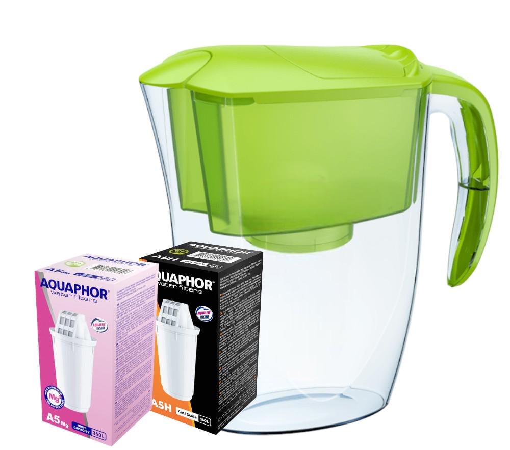 Фильтр-кувшин Аквафор Смайл с двумя модулями: А5Mg, А5Н Салатовый