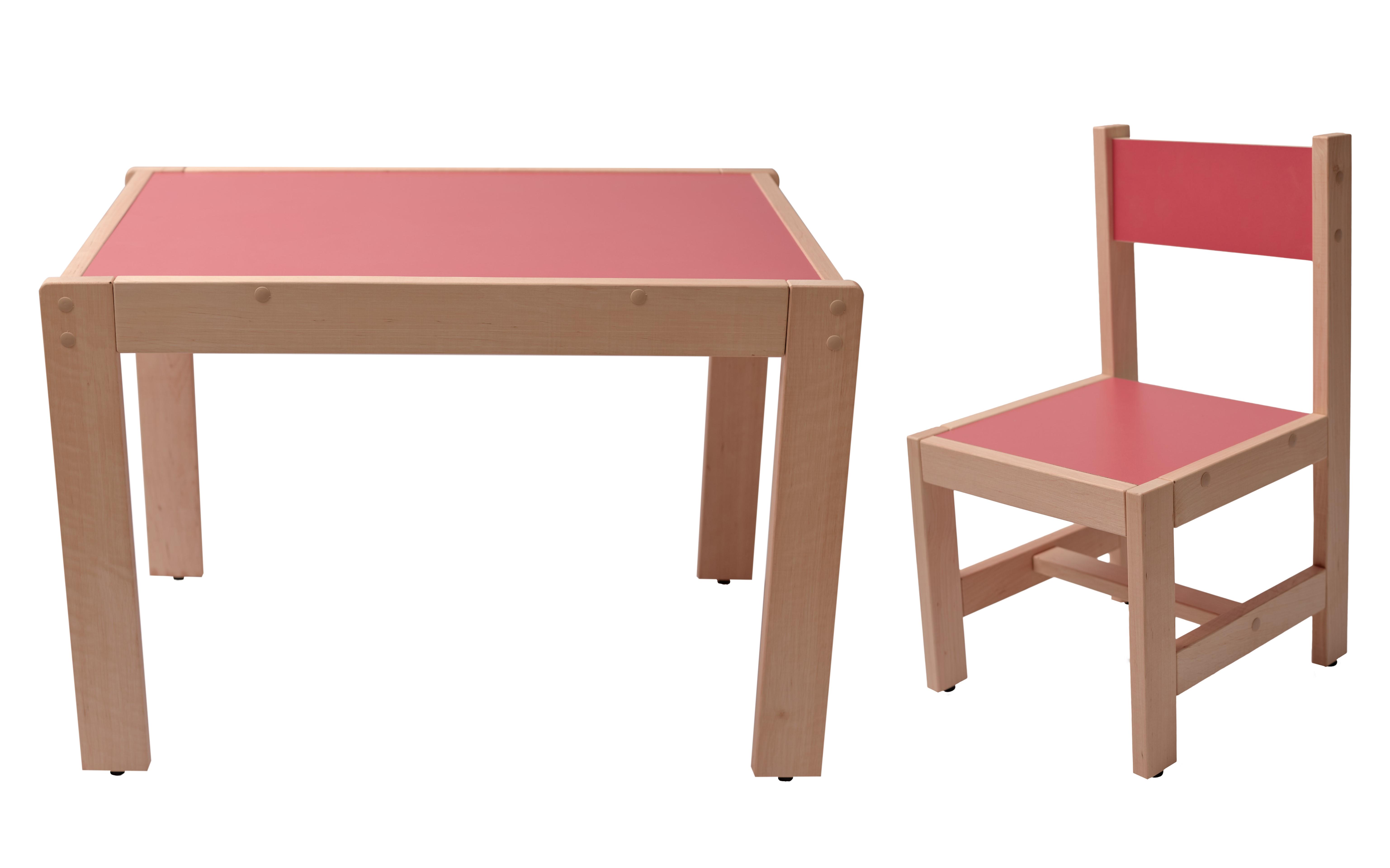 Стіл і стільчик дитячий натуральне дерево бук Рожевий (4340-2)