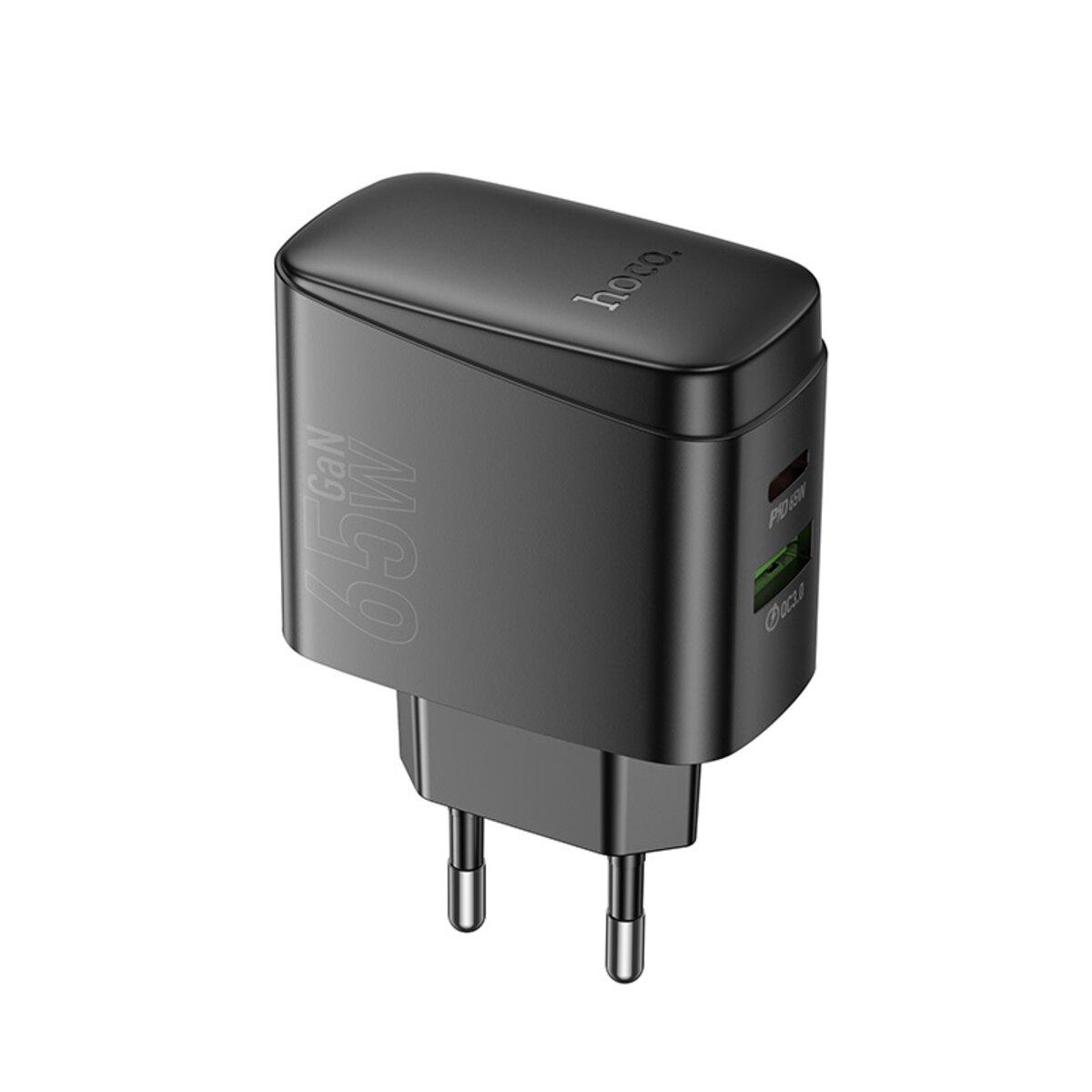 Зарядний пристрій Hoco CS63A Bright PD65W 1xUSB 1xType-C charger EU Black (6942007638470) Зарядний пристрій Hoco CS63A Bright PD65W 1xUSB 1xType-C charger EU Black (6942007638470)