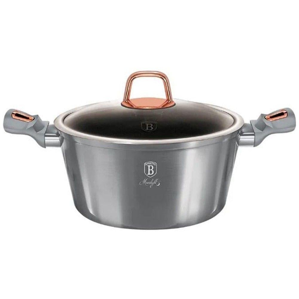 Кастрюля алюминиевая с крышкой Berlinger Haus Moonlight Edition с мраморным антипригарным покрытием для любых плит 28х12,4 см 6,1 л (2478452434)