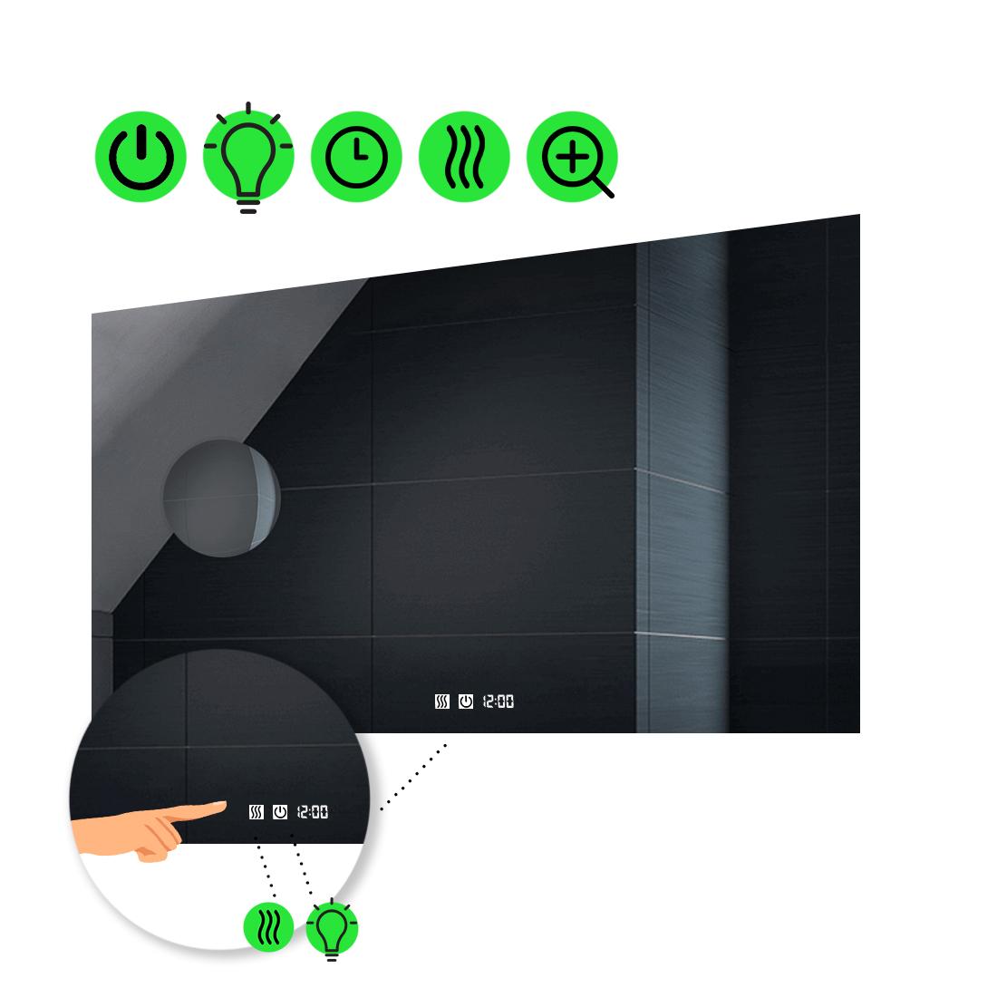 LED-зеркало 100x60 см с двумя сенсорами/часами/подогревом и линзой без подсветки Lucia (luciag117)