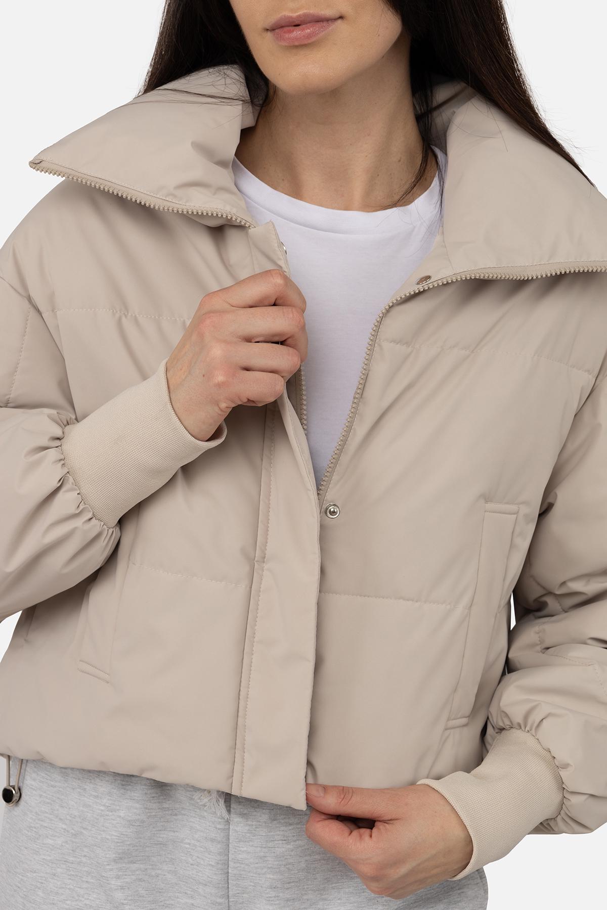 Куртка короткая женская р. 54 Бежевый (SKT001034543) - фото 4 Куртка короткая женская р. 54 Бежевый (SKT001034543) - фото 4