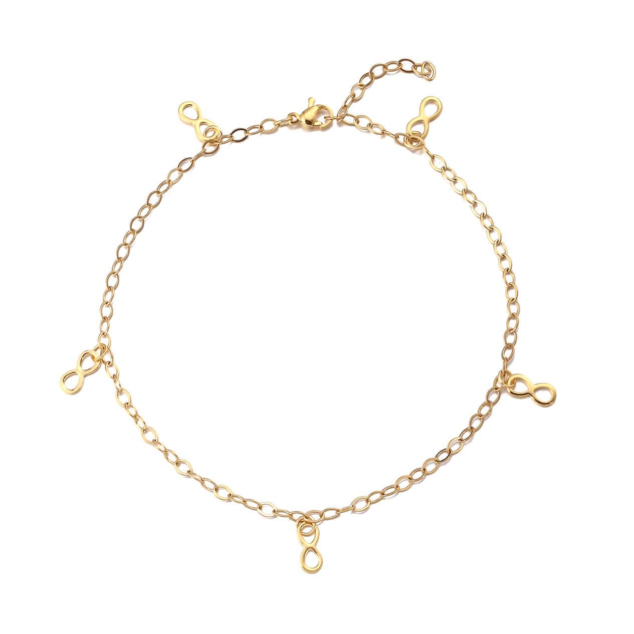 Браслет женский на ногу Бесконечность из медицинской стали 26 см (BA-037)