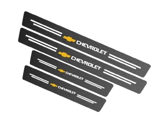 Защитная пленка накладка на пороги для Chevrolet 4 шт. Черный карбон (4239)