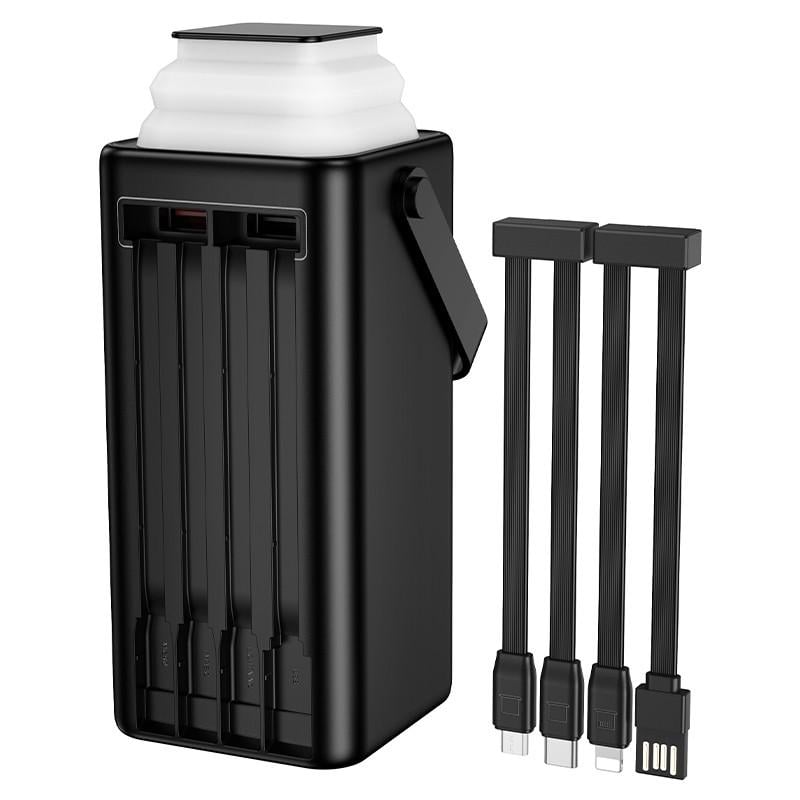 Павербанк Borofone BJ65A 50000мА·г с быстрой зарядкой 22,5 Вт/встроенными кабелями и фонарем Черный (7d27cdd2) - фото 7