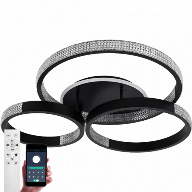 Люстра світлодіодна стельова Luminaria Akrilika Round 100W 4S 220V IP20 з пультом ДУ Black/Clear (27304005)