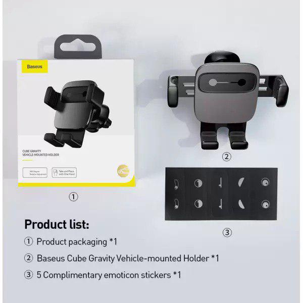 Автомобильный держатель для телефона BASEUS Cube Gravity Vehicle-Mounted Holder Black (SUYL-FK01) - фото 8 Автомобильный держатель для телефона BASEUS Cube Gravity Vehicle-Mounted Holder Black (SUYL-FK01) - фото 8