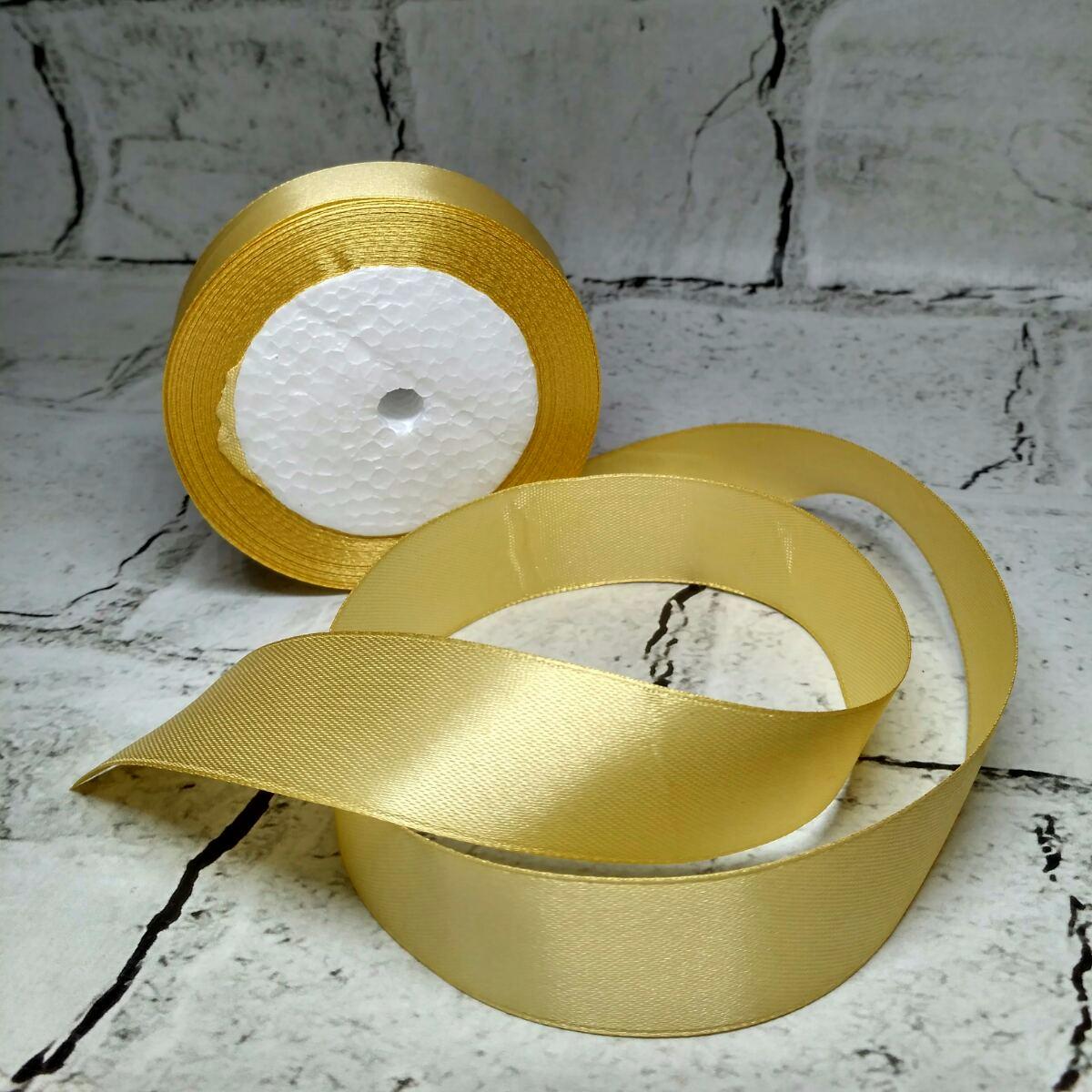 Стрічка атласна 2,5 см 23 м Золотий (25-5863)