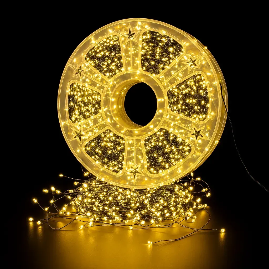 Гірлянда Роса від мережі 50 м 1500 LED пульт Теплий білий/Зелений провід (30874563) - фото 6