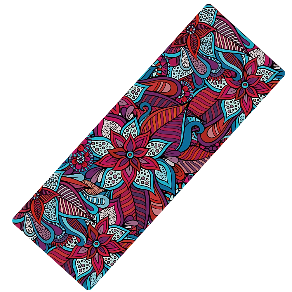 Коврик для йоги и фитнеса складной мягкий из каучука и замши спортивный яркий 3D-принт цветок Красный Коврик для йоги и фитнеса складной мягкий из каучука и замши спортивный яркий 3D-принт цветок Красный