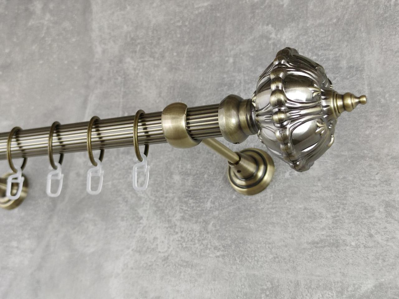 Карниз MStyle металлический для штор однорядный Шато 25 мм рифленый 400 см Антик (5012424)