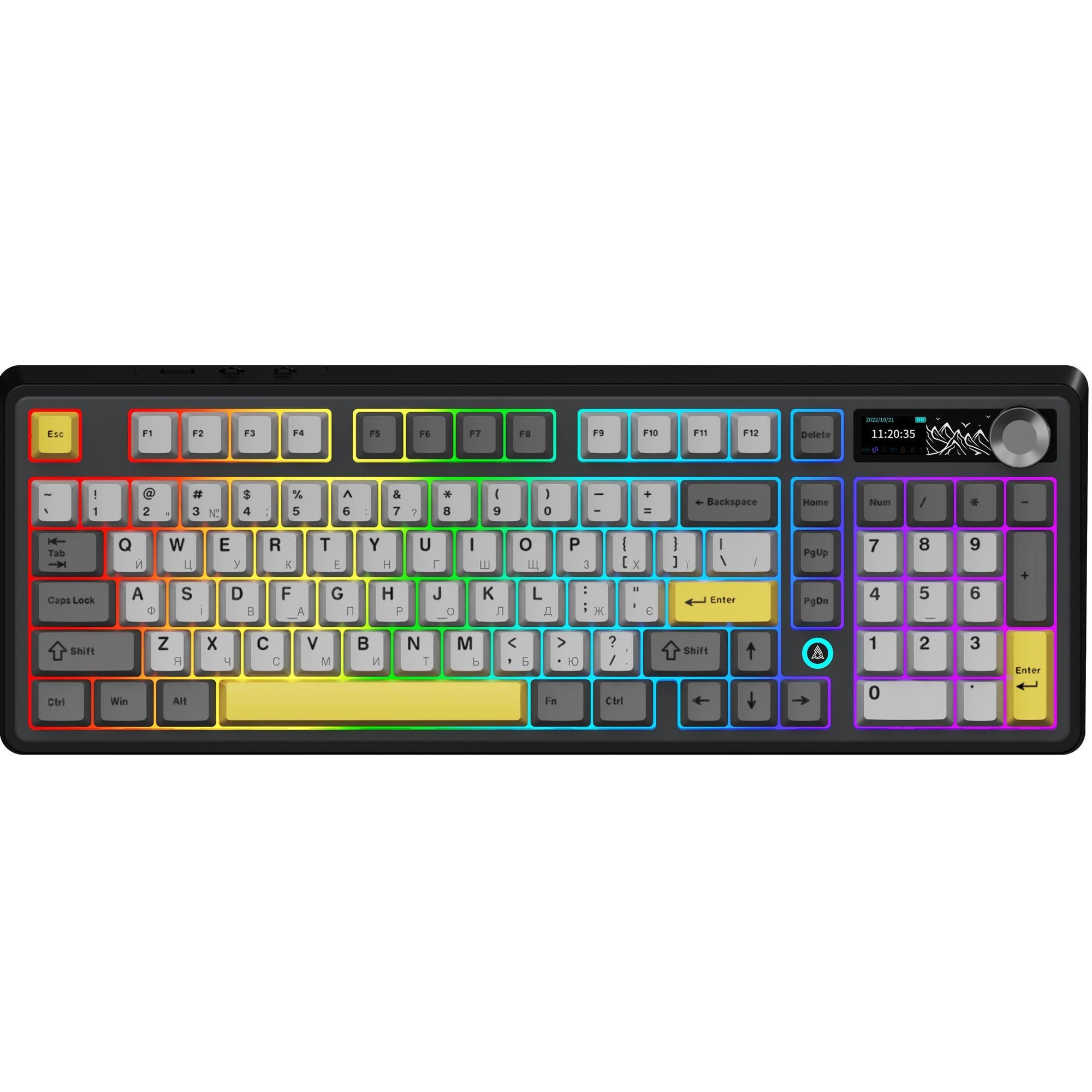 Клавіатура бездротова механічна Ajazz AK980 V2 Maillard Switch 98 клавіш RGB Black (AK980-V2-M-BGY)