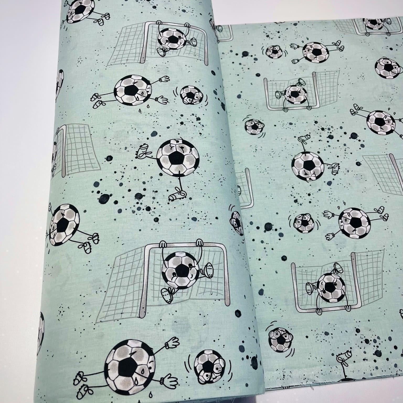 Ткань для постельного белья ранфорс футбольные мячи 240 см Голубой (526416/11)