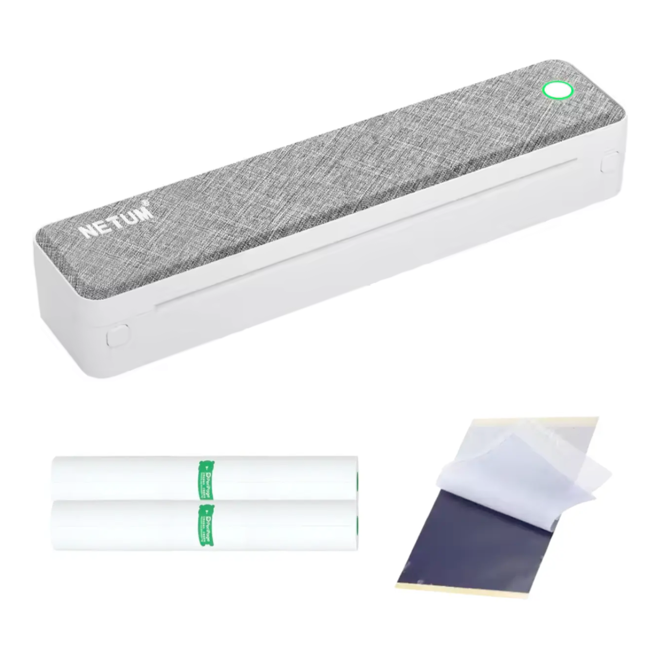 Термопринтер для друку документів та ескізів тату Netum LT-P10 Bluetooth 203 dpi A4 портативний та 2 рулони термо паперу/5 арк. паперу (32710175)