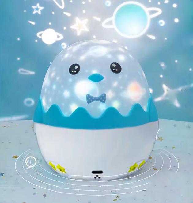 Ночник детский проектор музыкальный Пингвин космос на пульте управления проекции 13 слайдов Голубой - фото 17