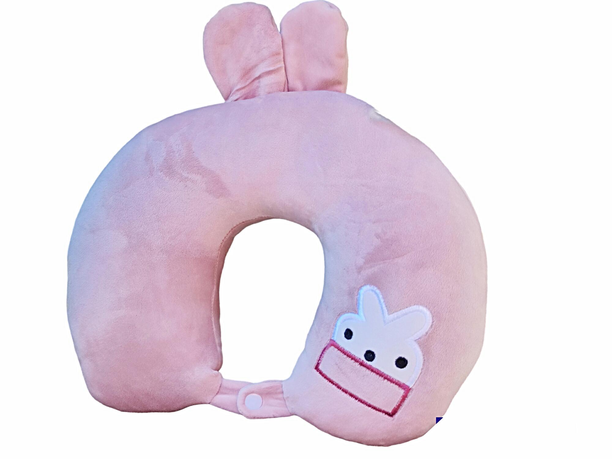 Подушка-валик дорожня в машину 31х29х10 см Пудровий (21501)