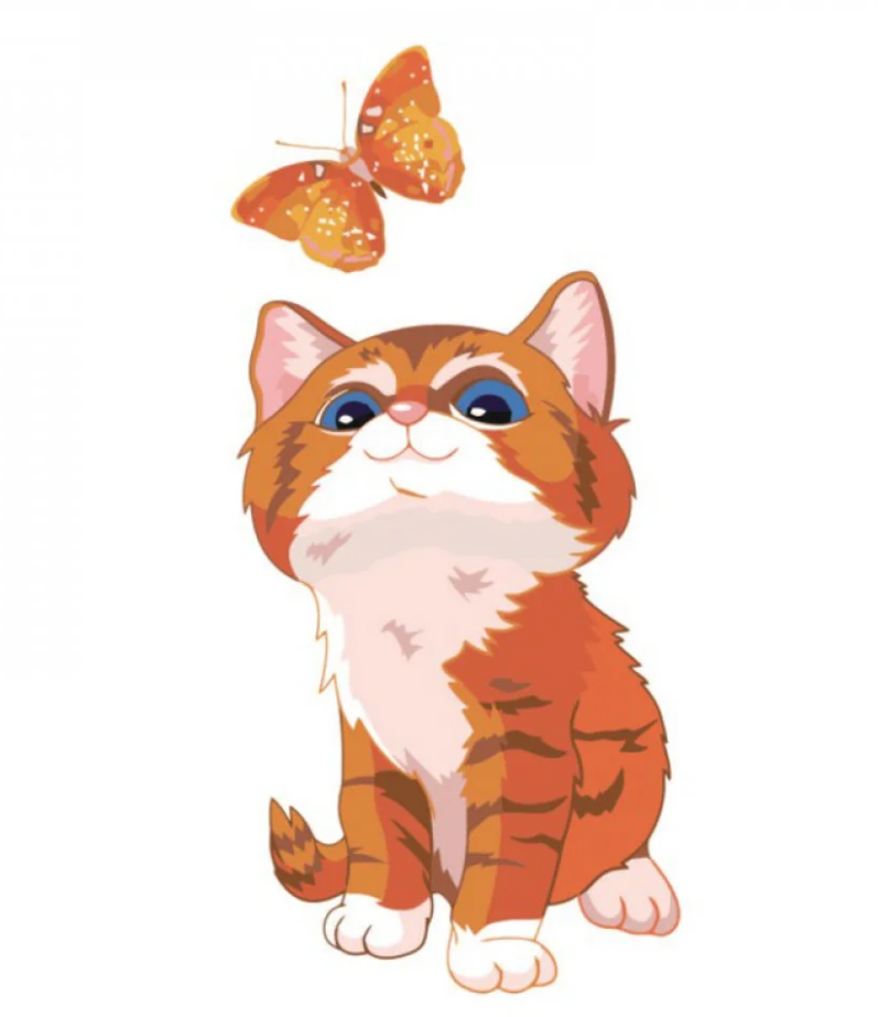 Картина по номерам Strateg Интересный котенок с лаком и уровнем 30x30 см (ES011)