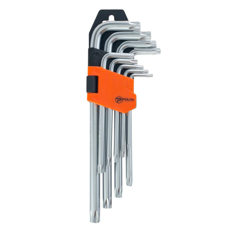 Набір шестигранних TORX ключів Polax Г-подібних подовжених 9 предметів Т10-Т50 Cr-V (25-008) - фото 4
