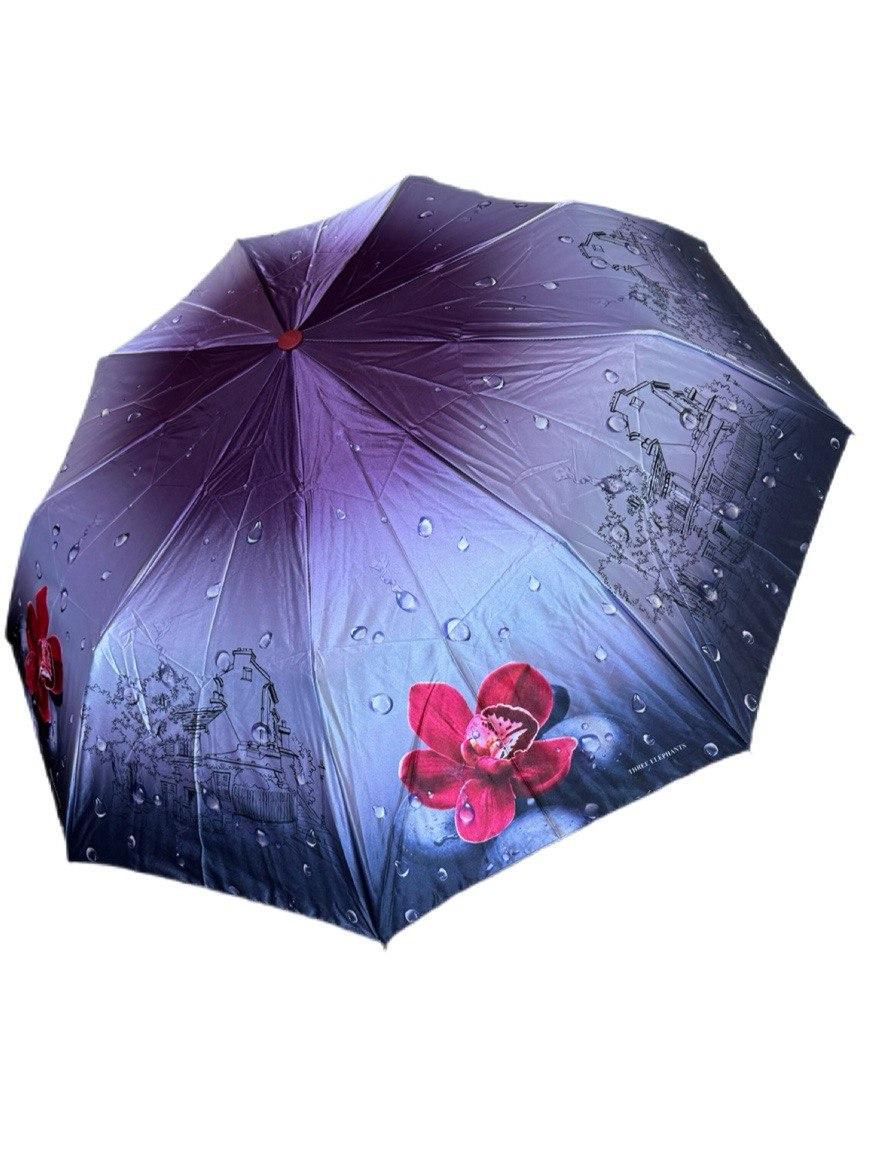 Зонт женский полуавтомат Три Слона атласная с цветами и городами (34033/2)