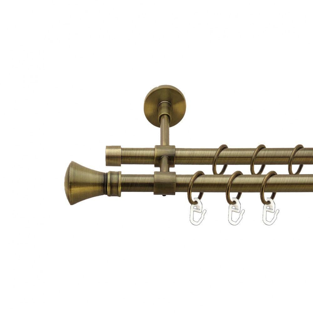 Карниз для штор Orvit Люксор двухрядный гладкий 16\16 мм 240 см Антик (7329433)