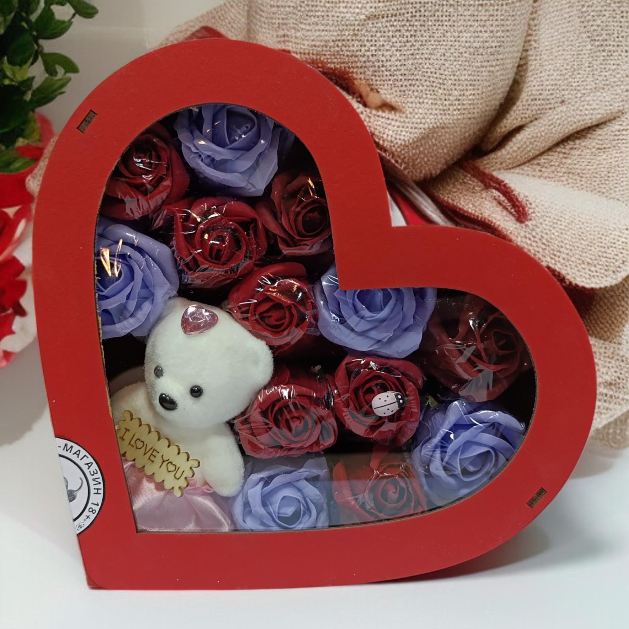 Мыло ручной работы Роза с мягким мишкой handmade (095)
