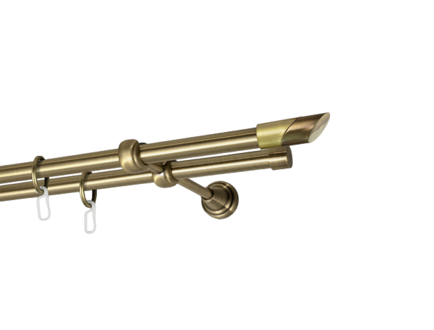 Карниз MStyle Луна металлический двухрядный труба 16/16 мм 300 см Антик (J010039)