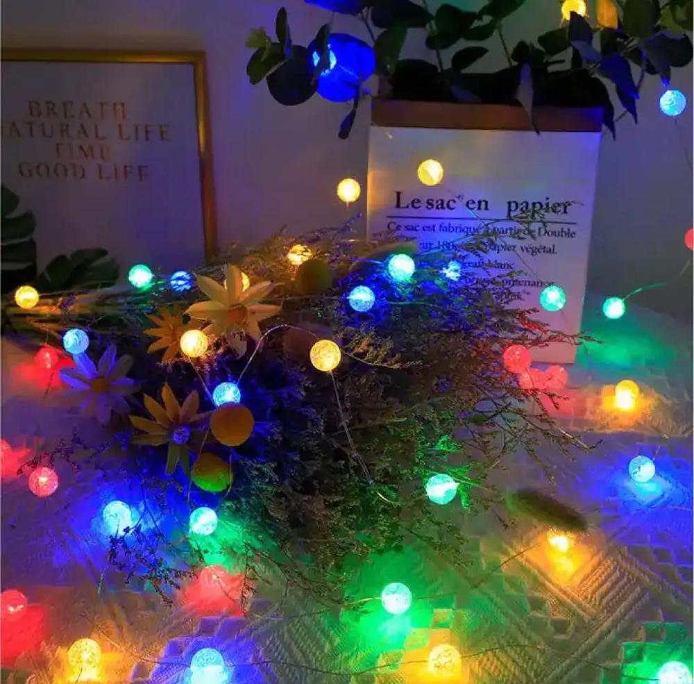Гирлянда светодиодная Хрустальные шарики 50 LED на батарейках и USB 8 режимов IP44 5 м Мультиколор Гирлянда светодиодная Хрустальные шарики 50 LED на батарейках и USB 8 режимов IP44 5 м Мультиколор