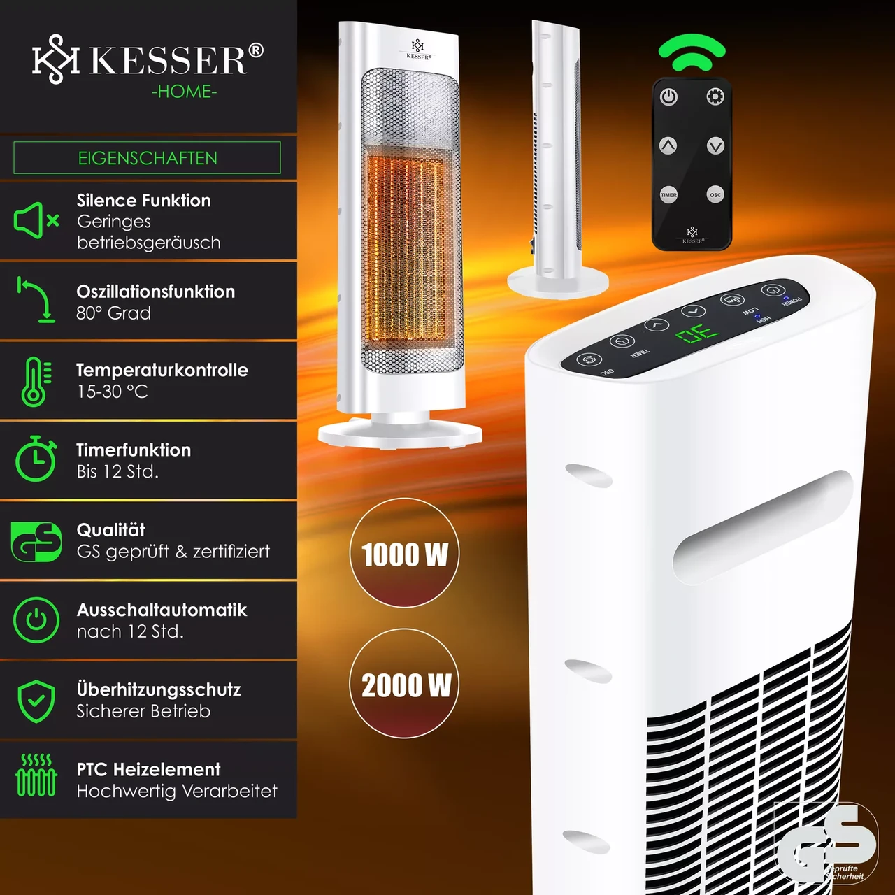 Инфракрасный обогреватель KESSER керамический 2000 Вт 52x9x19 см - фото 8 Инфракрасный обогреватель KESSER керамический 2000 Вт 52x9x19 см - фото 8