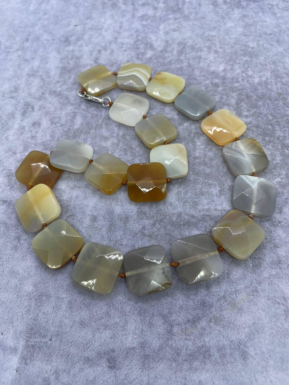 Бусы агат 45 см 20x20 мм Коричневый (9824)