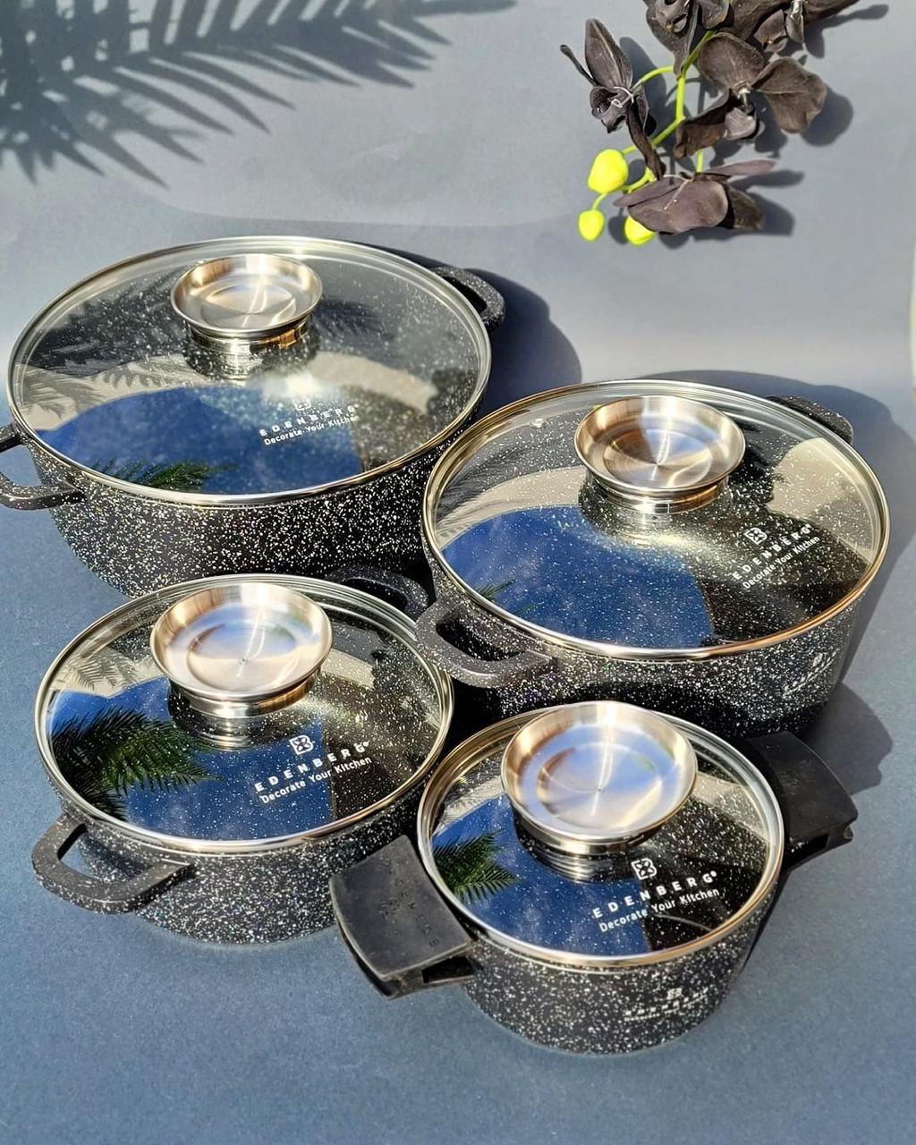 Набір казанів Edenberg із мармуровим антипригарним покриттям 4 шт. (EB-8142) Набір казанів Edenberg із мармуровим антипригарним покриттям 4 шт. (EB-8142)