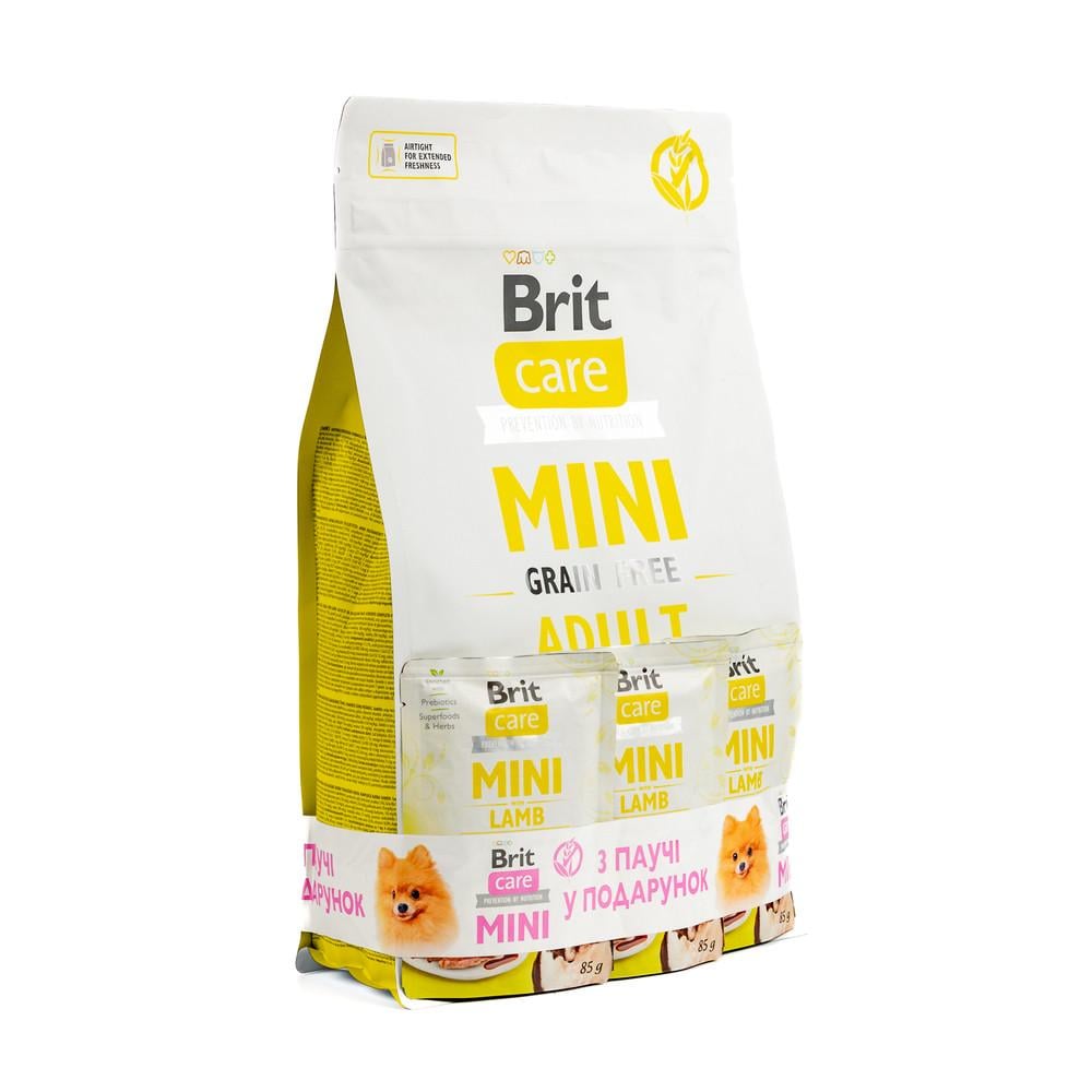 Корм для собак сухой Brit CARE Mini GF Adult Lamb малых пород ягненка 2 кг +3 паучи 85 г (2700000049426)