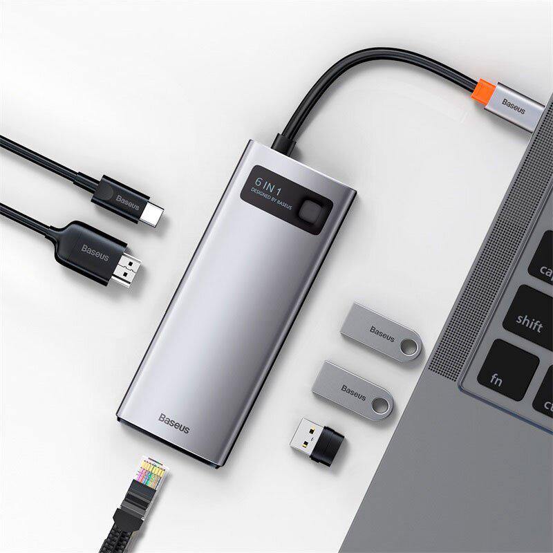 USB-хаб Baseus Metal Gleam Series 6в1 Gray (CAHUB-CW0G)   - фото 9