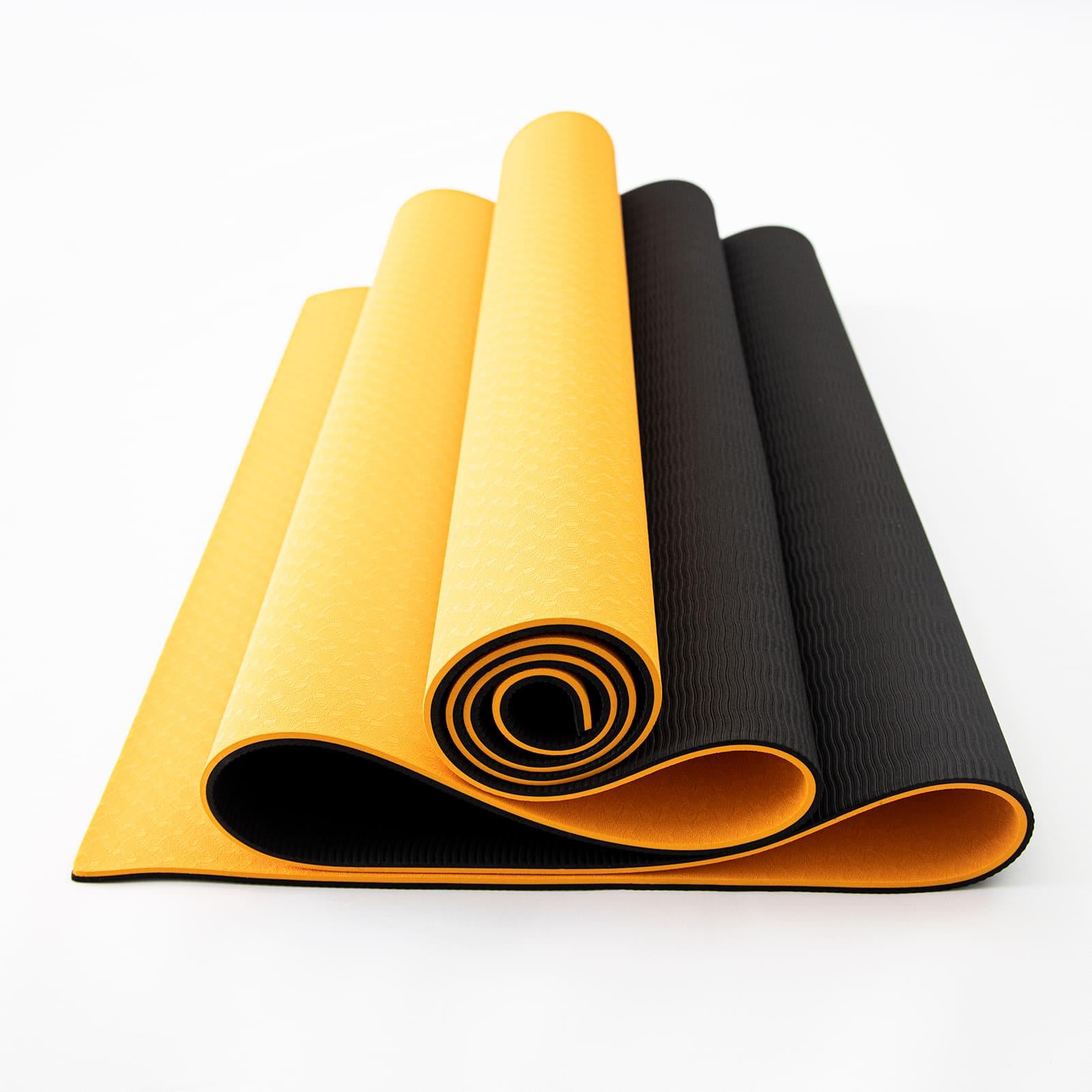 Коврик для йоги и фитнеса TPE OSPORT Yoga ECO Pro 6 мм Оранжево-черный (FI-0076)