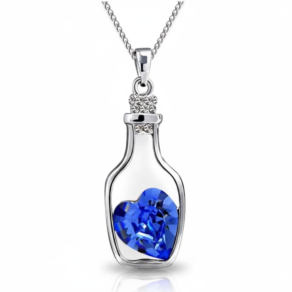 Кулон Bottle Love с синим сердечком для влюбленных (824180985)