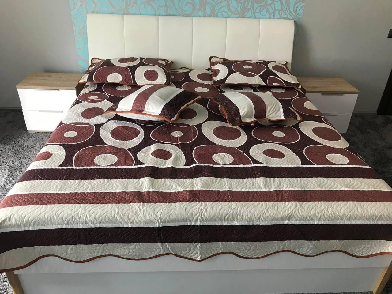 Покривало євро 220х240 см з наволочками 2 шт. 50x70 см/2 шт. 50x50 см Коричневий коло (П4К-Al-pokr4-008)