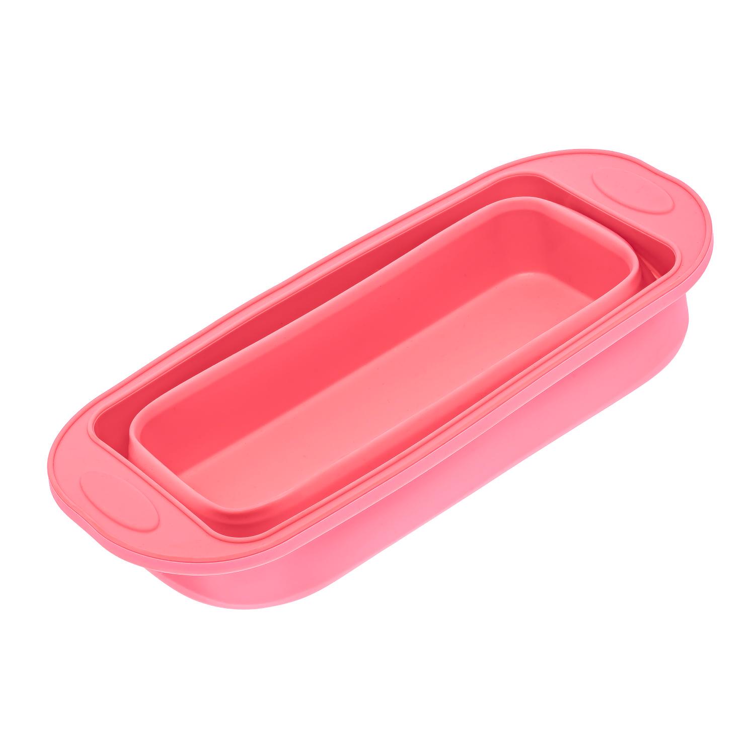 Форма для випікання хліба силіконова 29,5х12,3х11 см Рожевий (86645) - фото 3