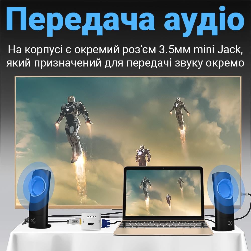 Конвертер видеосигнала с VGA на HDMI порт Addap VGA2HDMI-01 мультимедийный Full HD 1080P - фото 11 Конвертер видеосигнала с VGA на HDMI порт Addap VGA2HDMI-01 мультимедийный Full HD 1080P - фото 11