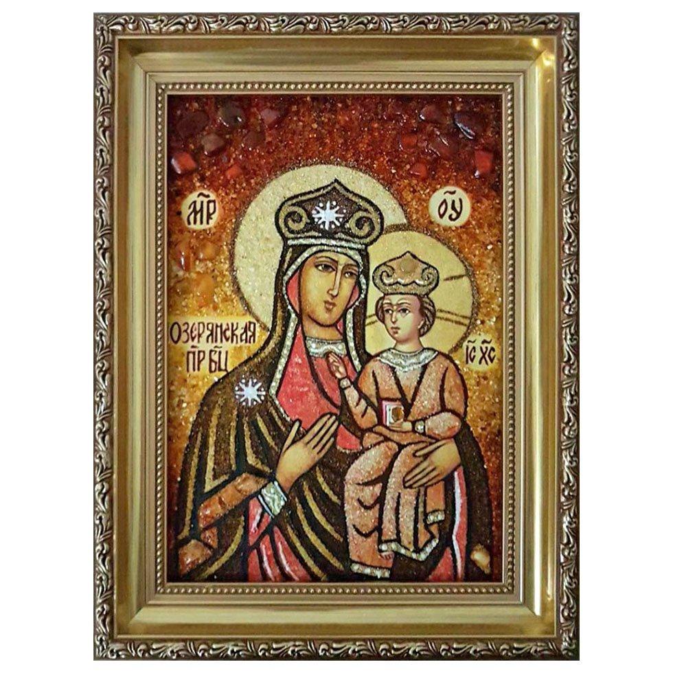 Икона Озерянская Богородица янтарная 30х40 (Б0062-30х40)