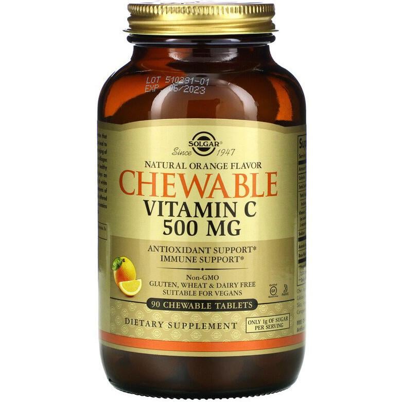 Витамин С SOLGAR Chewable Vitamin C 500 мг/апельсиновый/90 жевательных таблеток (1068140808)