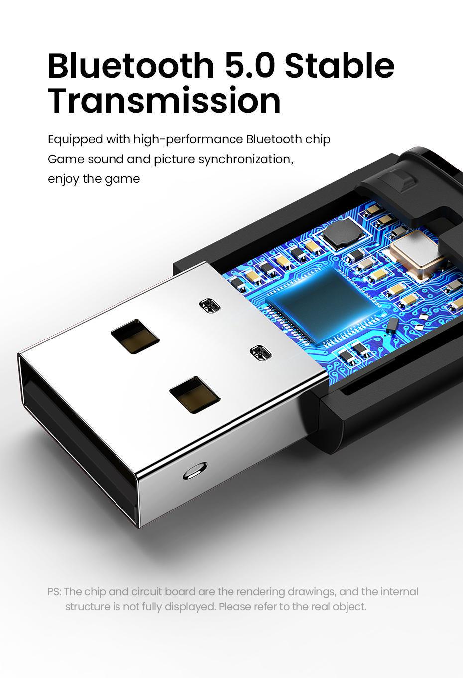 Адаптер UGREEN Bluetooth 5.0 передавач USB для PS4/4 Pro/5/Nintedo Switch/PlayStation Чорний (10928) - фото 5