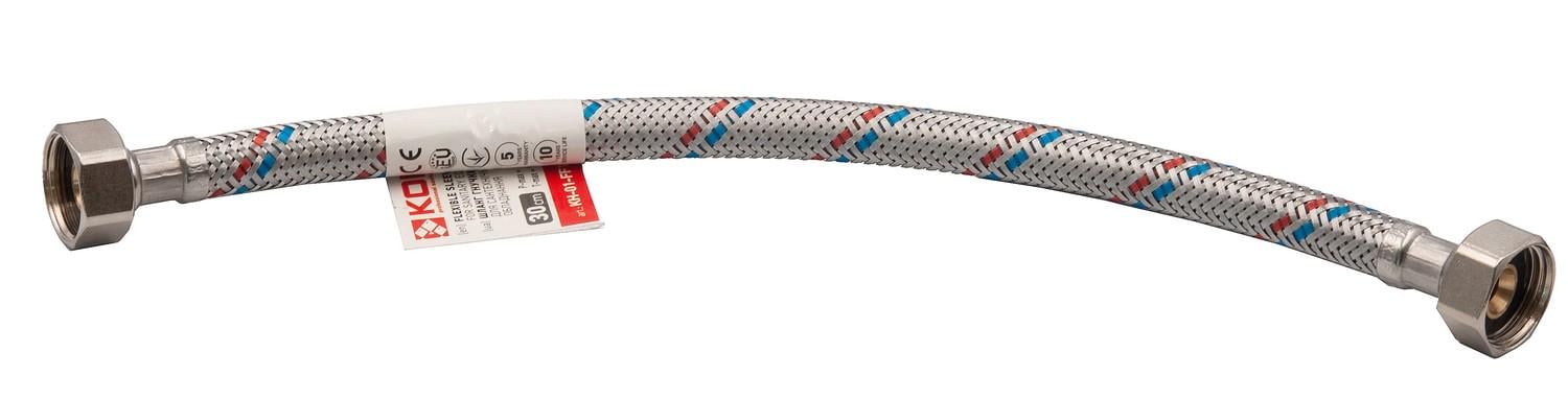 Подводка гибкая KOER шланг 1/2" L1500 мм гайка-гайка нержавеющая оплетка (KR0259) Подводка гибкая KOER шланг 1/2" L1500 мм гайка-гайка нержавеющая оплетка (KR0259)