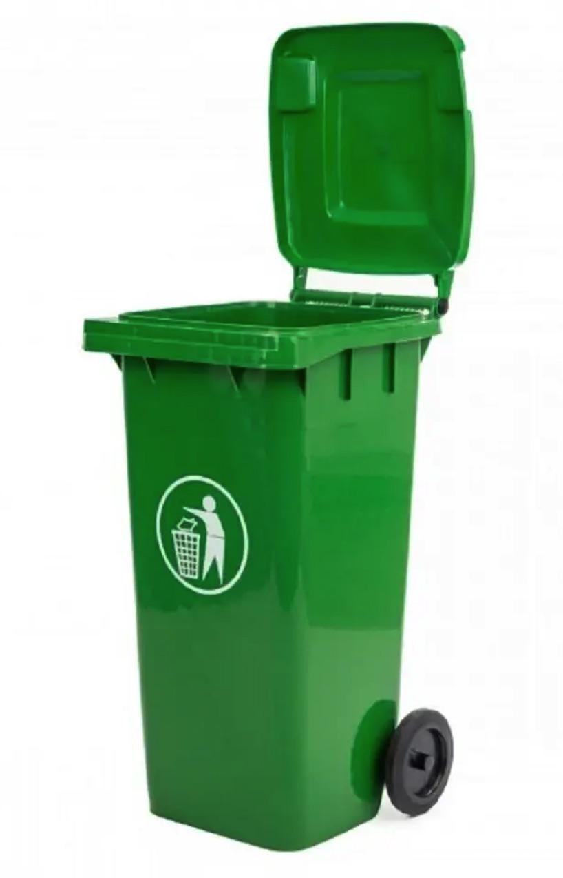 Контейнер пластиковий вуличний для сміття Mirpol із кришкою 120 л Зелений (GT-120A zielony)