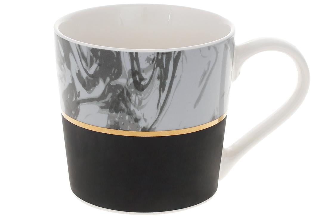 Кружка фарфоровая BonaDi Серый Мрамор 350 мл 4 шт. (380-442)