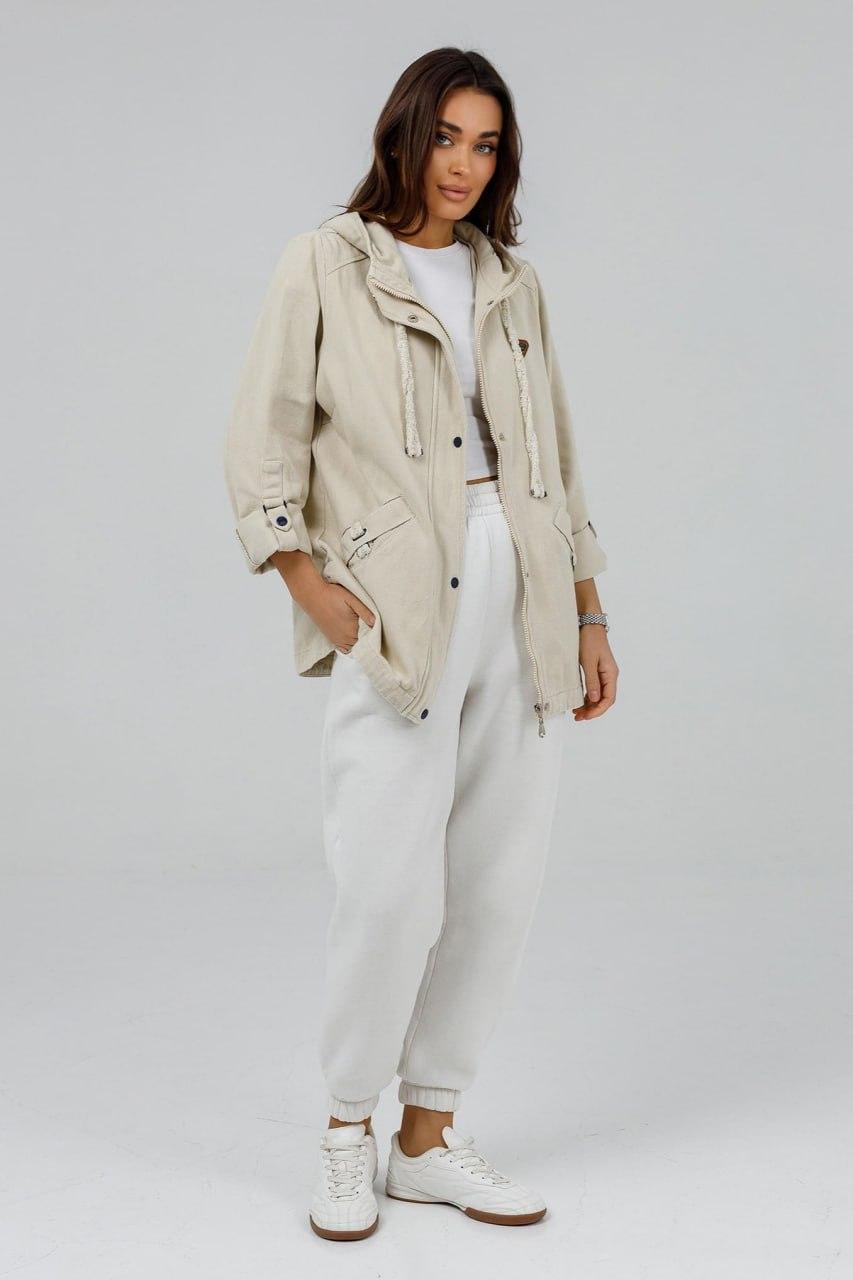 Куртка джинсова жіноча з капюшоном 4XL Бежевий (546-FCc/4XL) Куртка джинсова жіноча з капюшоном 4XL Бежевий (546-FCc/4XL)