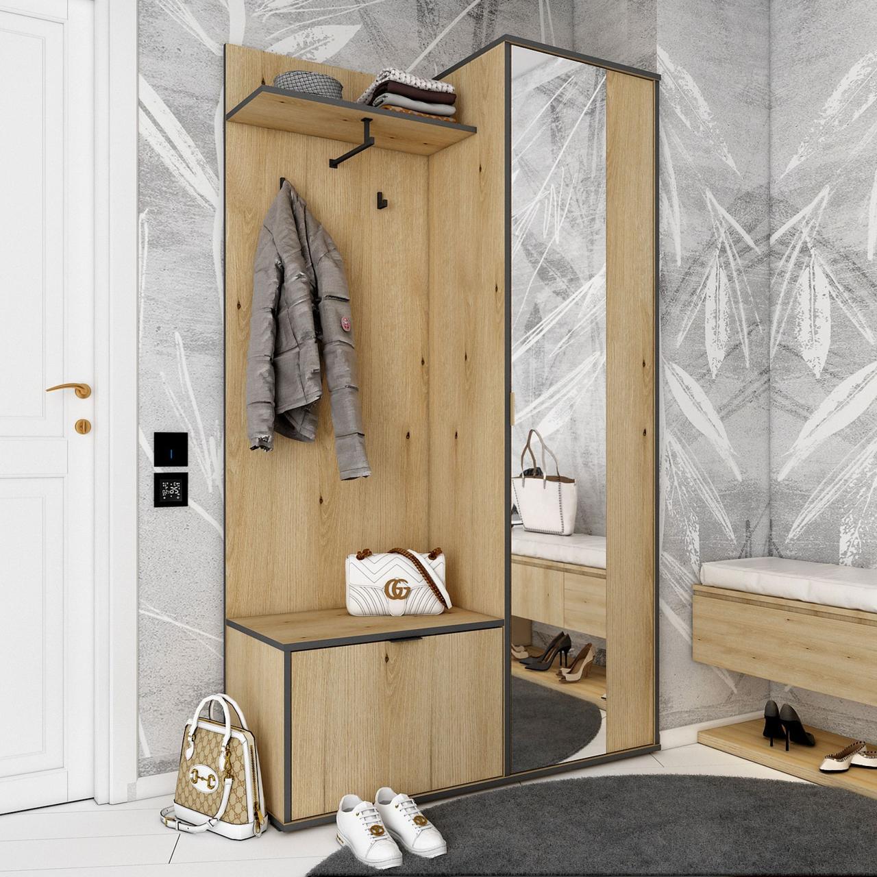 Прихожая с зеркалом Doros Дора 113,5х40х192 см Дуб Артизан (DRS-011340)